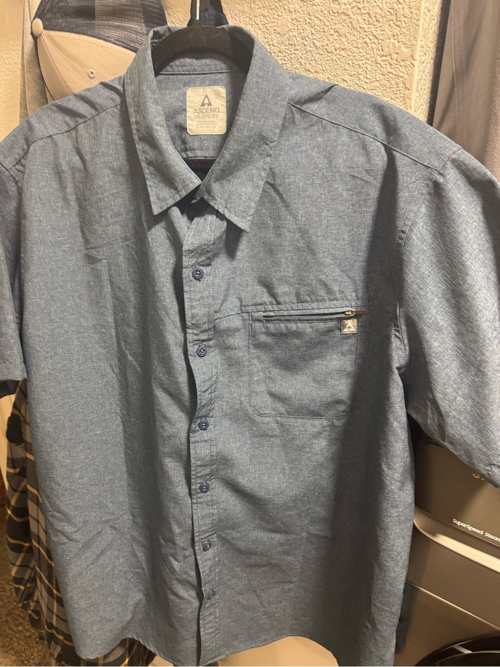 Ascend Men’s Blue Short-Sleeve Button-Up Shirt XXL